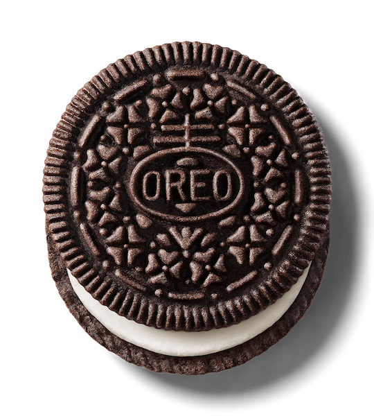 OREO cookie with cream filling visible