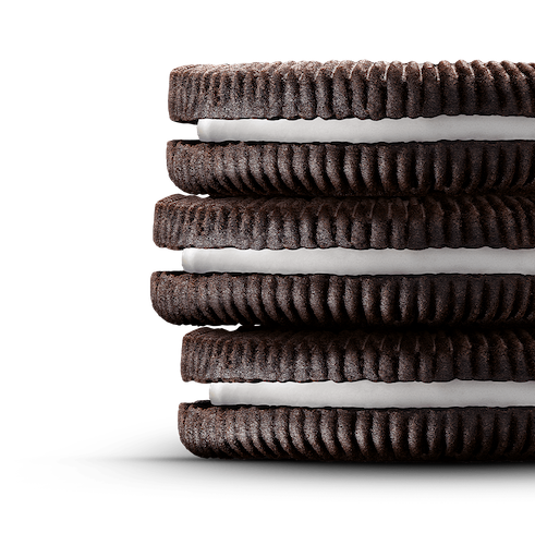 Three stacked OREO cookies