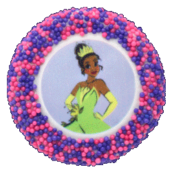 Looping image showcasing four cookie designs; Princess Tiana, Flounder, Moana, Chameleon.